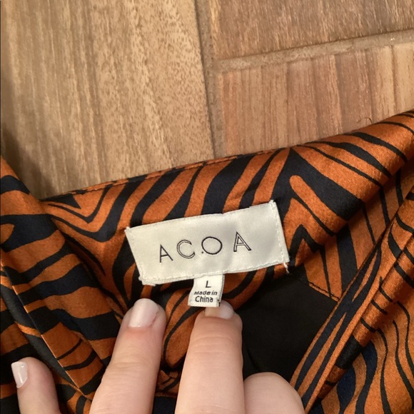 ACOA Burnt Orange and Navy Striped Dress Size Large - Picture 9 of 9